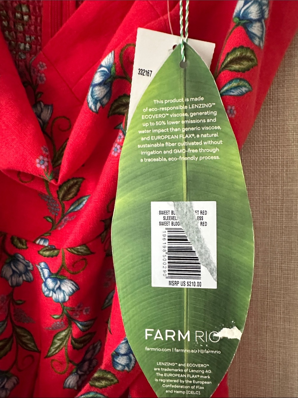 FARM Rio Red Floral Tie-Waist Mini Dress Sz L NWT - Picture 7 of 10